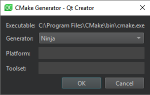 {CMake Generator dialog}