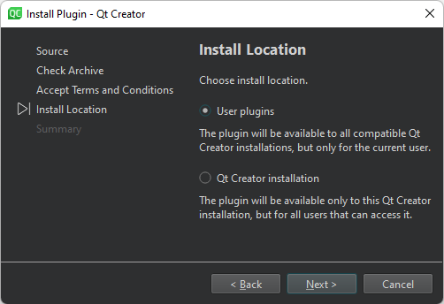 {Install Location dialog}