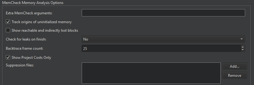 {Memory Analysis options}
