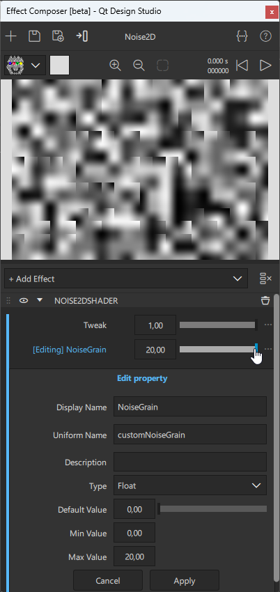 Slider for controlling the granularity of the shader