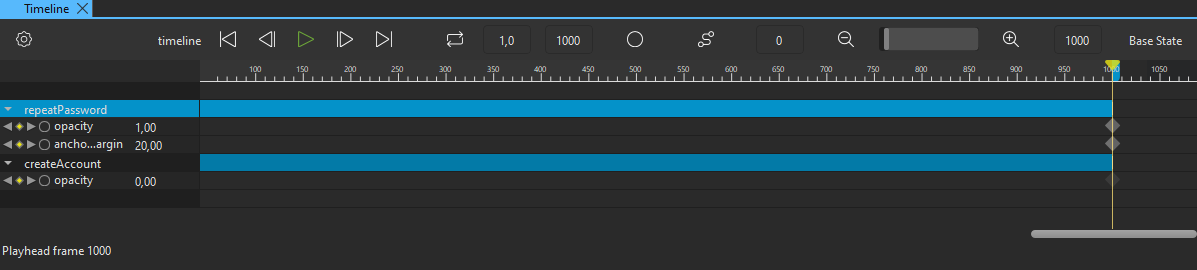 "Recorded timeline for repeatPassword and createAccount."