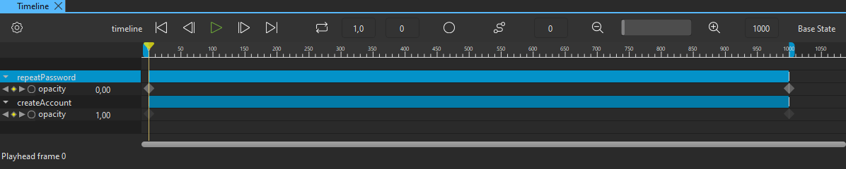 "Recorded timeline for the opacity properties"