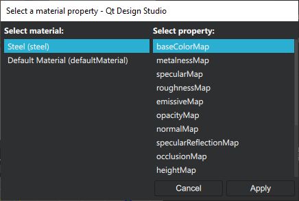 "Select a material property"