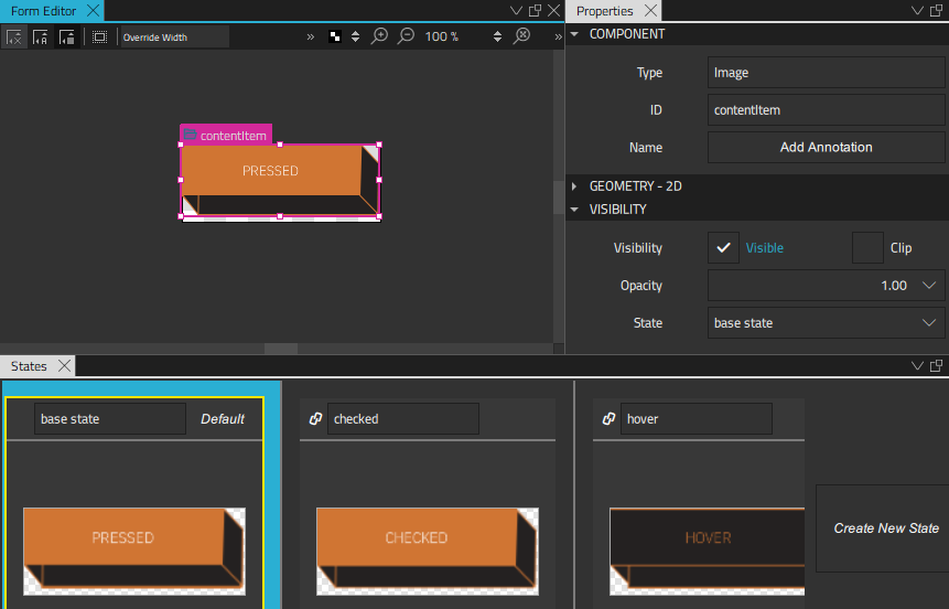 "CustomButton component states"