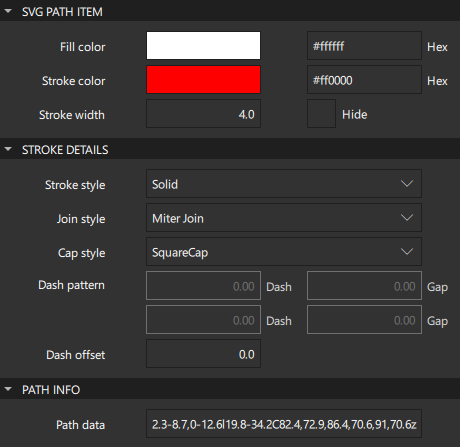 "SVG Path Item properties"