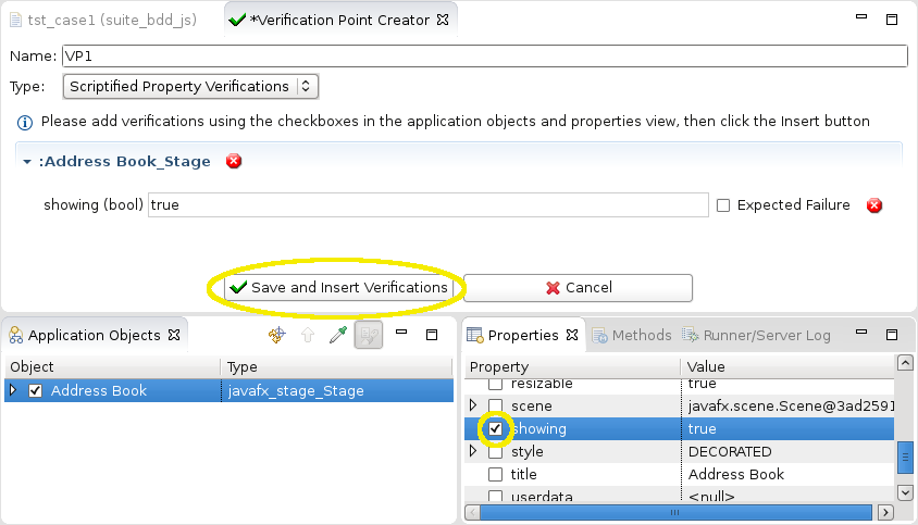 "Inserting Verification Point"