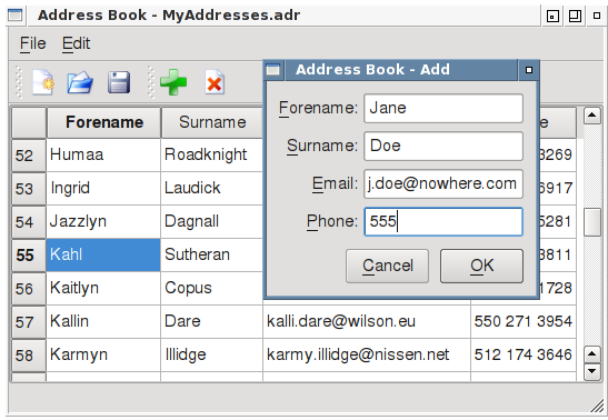 "The JavaFX \c {addressbook} example"