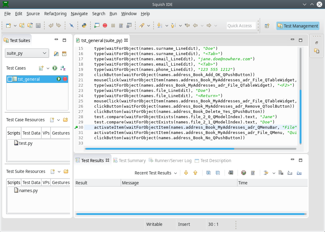 "The tst_general test case with a breakpoint"