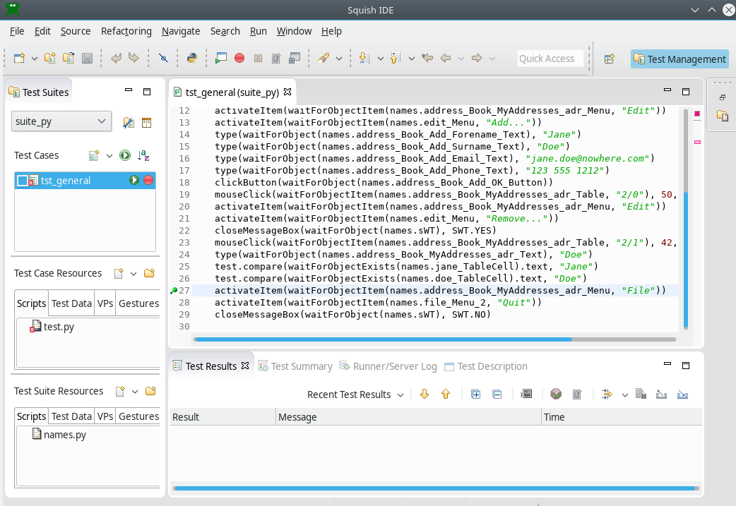 "The tst_general test case with a breakpoint"