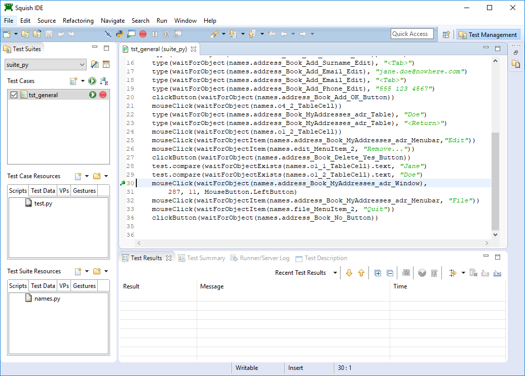 "The tst_general test case with a breakpoint"